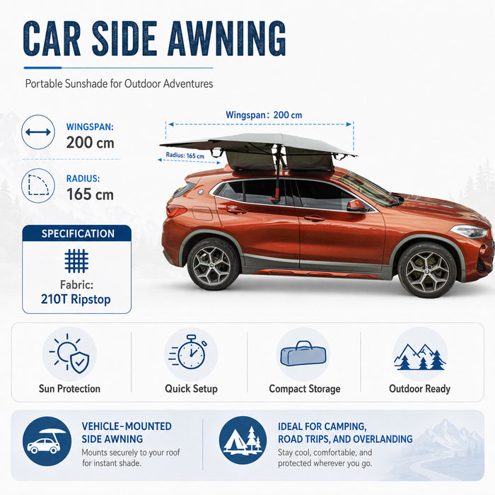 Portable Car Side Awning – Universal Fit, UV Protection | Vrinda Sunguard