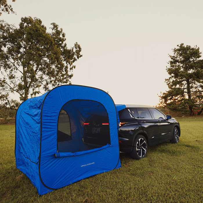 SUV rear car awning tent fully erected outdoor camping