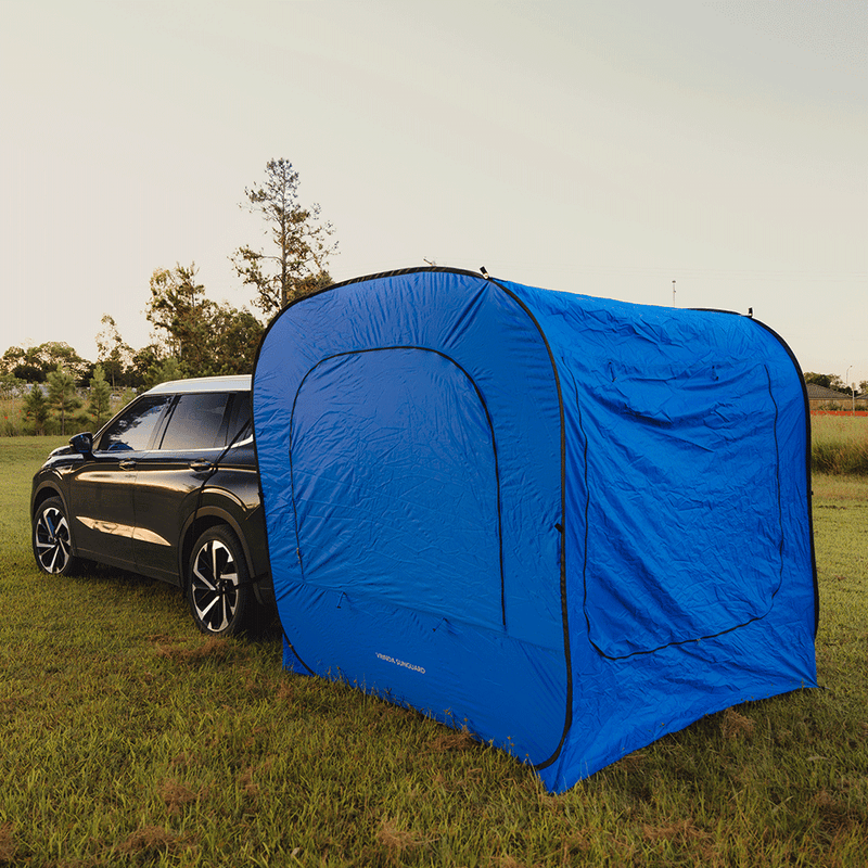 SUV rear car awning blue colour shown from front