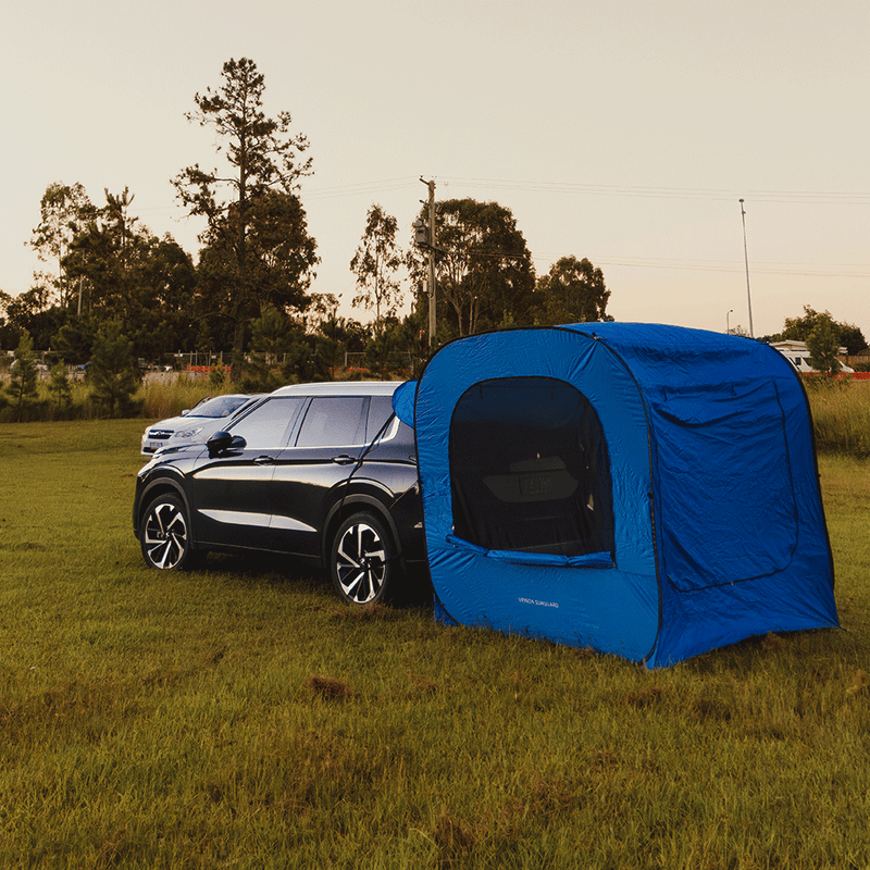 Rear car awning tent packed dimensions 85x85x10cm carry bag